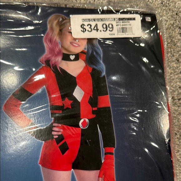 DC Harley Quinn Superhero Costume Red and Black - Picture 4 of 7